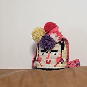 Frida Rose Mochila Wayuu DIY bag tapestry crochet bucket bag colorful design digital PDF pattern for instant download