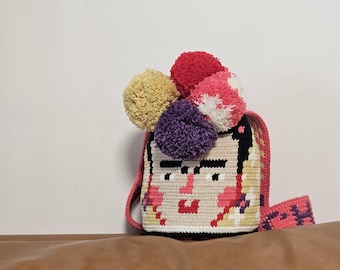 Patrón de crochet para mochila wayuu Frida Rose: Diseño de tapiz colorido (patrón PDF)