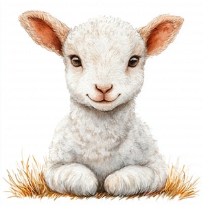 Watercolor Lamb Clipart | 5 High Quality JPG&#39;s | Digital Download | Baby Animal | Countryside Clipart | Animal Clipart | Digital paper craft