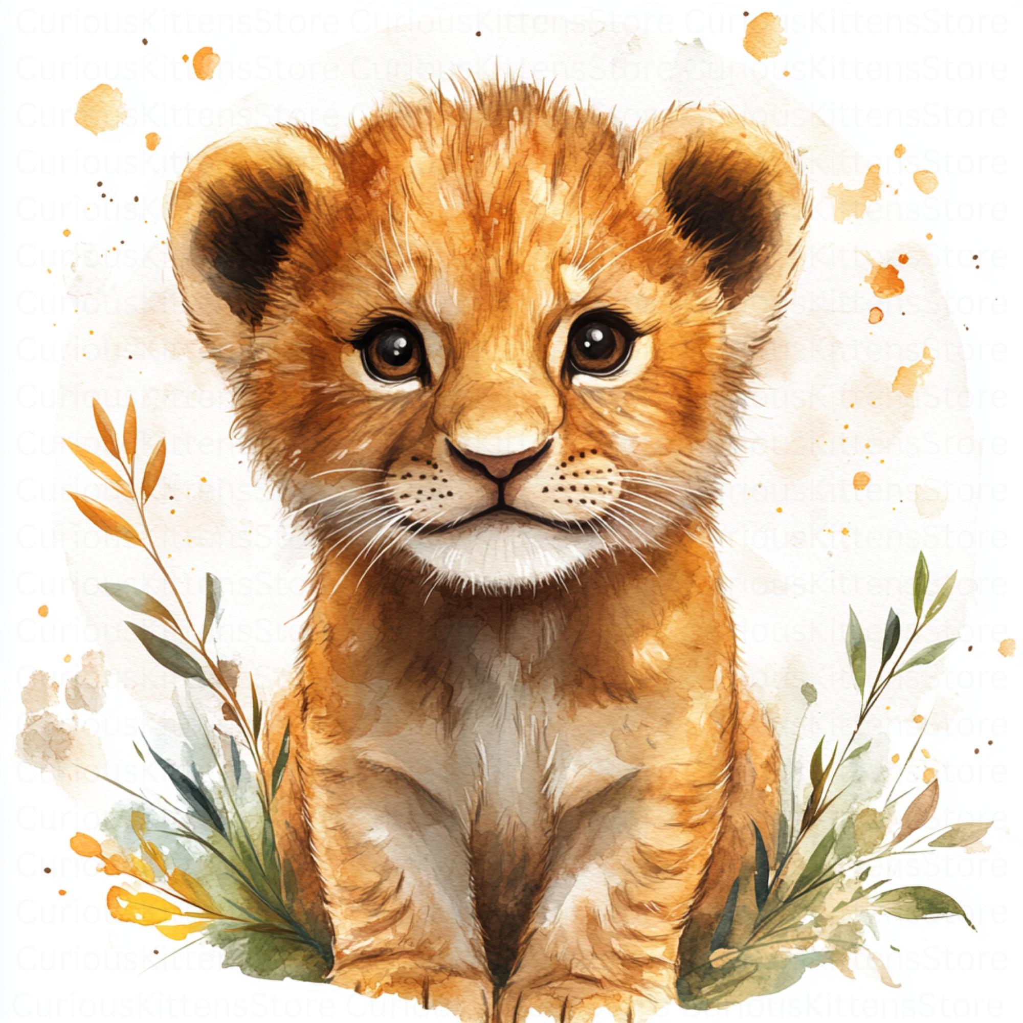 かわいいライオンの赤ちゃんのクリップアート | 5つの高品質JPG