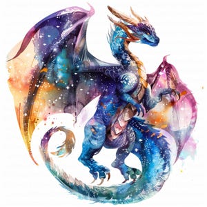 Celestial Dragon Clipart: Nursery Art Prints (5 JPGs, Digital Download