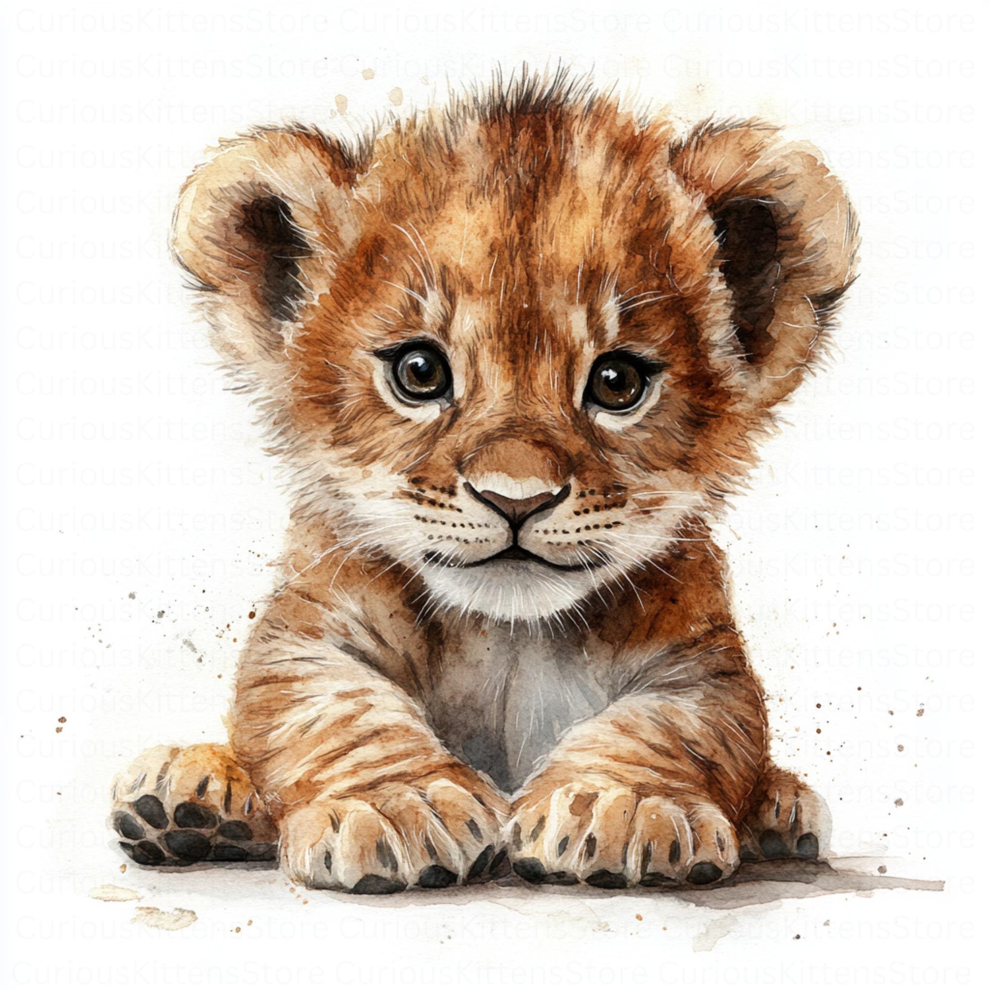 かわいいライオンの赤ちゃんのクリップアート、サファリ動物のイラスト
