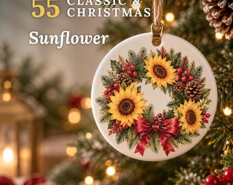 55 PNG Sunflower Clipart for Scrapbooking Classic and Christmas Watercolor Transparent Background Commercial Use Paper Craft Kit Xmas Album