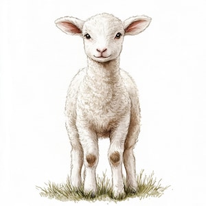 Watercolor Lamb Clipart | 5 High Quality JPG&#39;s | Digital Download | Digital paper craft | Baby Animal | Countryside Clipart | Animal Clipart