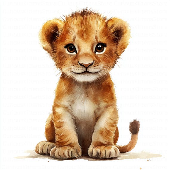 かわいいライオンの赤ちゃんのクリップアート、サファリ動物のイラスト