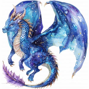 Celestial Dragon Nursery Art Prints: High-Res JPG Clipart (Digital Download)