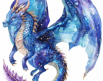 Celestial dragon nursery art prints high res jpg clipart digital download fantasy dragon illustration printable kids decor magical creatures