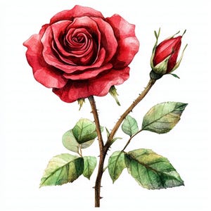 Red Rose Clipart | 5 High Quality JPG&#39;s | Digital Download | Paper craft | Nursery Art | Rose Graphics | Floral Illustrations | Clipart Pack