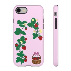 Strawberry Garden Tough Phone Case - Cute Floral Design for Nature Lovers