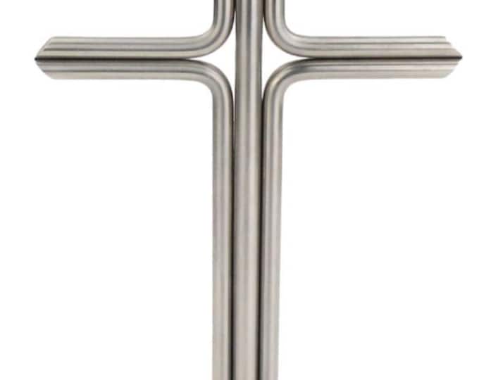 Featured listing image: Grave cross made of stainless steel, 20 cm high, very elegant with ground plug