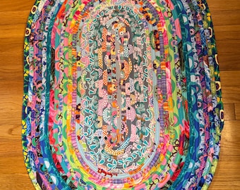 Kaffe Fassett Free Spirit Cotton Oval Rug: Multi-Color Floral Design (42"x28")
