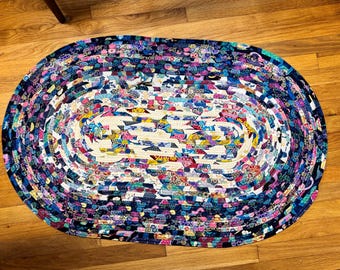 Oriental-Inspired Cotton Oval Rug: Jewel Tones (42"x28")