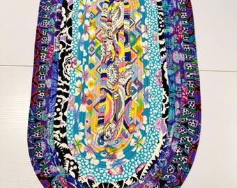 Alfombra ovalada de algodón Kaffe Fassett (76 x 43 cm): diseños florales, geométricos y abstractos.