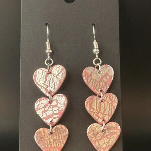 Pink and Silver Polymer Clay Dangle Earrings