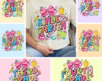 Retro Back to School Png Bundle, First Day Of School Png, Retro Kindergarten Png, First Second Grade Design, Teacher PNG, Sublimation Design