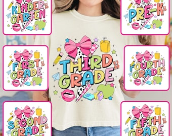 Retro Back to School Png Bundle, First Day Of School Png, Retro Kindergarten Png, First Second Grade Design, Teacher PNG, Sublimation Design