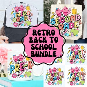 Retro Back to School Png Bundle, First Day Of School Png, Retro Kindergarten Png, First Second Grade Design, Teacher PNG, Sublimation Design