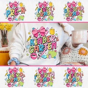 Retro Back To School Png Bundle, First Day Of School Png, Retro Kindergarten Png, First Grade Design, Teacher Png, Sublimation Design