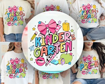 Retro Back to School Png Bundle, First Day Of School Png, Retro Kindergarten Png, First Second Grade Design, Teacher PNG, Sublimation Design