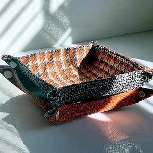 Collapsible trinket tray| Ring Dish| Fabric Tray| Catchall Tray| Accessories Tray| Snap Tray Organizer| House Gift| Him or Her Gift| Travel
