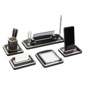 Personalisiertes Luxus Schreibtisch-Namensschild-Set | Schwarz Holz Schreibtisch Namensschild mit Stift und Kartenhalter, benutzerdefinierte Schreibtisch Namensschild, Schreibtischschild