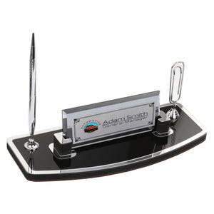 Placa de madera negra personalizada para nombre de escritorio, regalo para nuevo trabajo, accesorios de escritorio de oficina, juego de organizador de escritorio, bolígrafo de firma, placa de nombre para escritorio