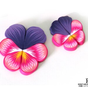 Pansy Flower Cane Tutorial, How to PDF eBook, Polymer Clay Pansies Canes with no background, instructions tutorial by Ronit Golan image 4