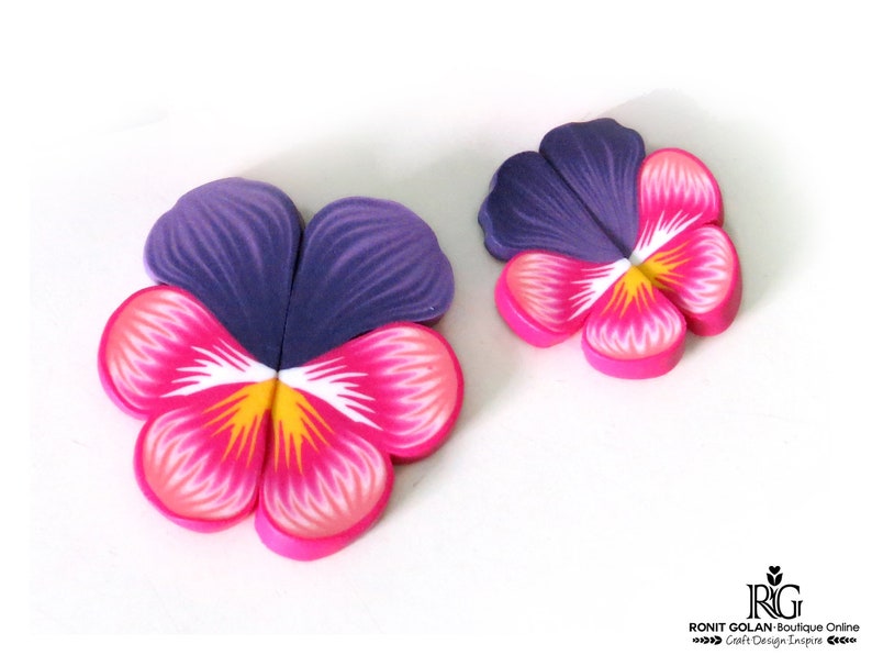 Pansy Flower Cane Tutorial, How to PDF eBook, Polymer Clay Pansies Canes with no background, instructions tutorial by Ronit Golan image 4