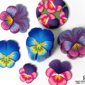 Pansy Flower Cane Tutorial, How to PDF eBook, Polymer Clay Pansies Canes with no background, instructions tutorial by Ronit Golan image 2