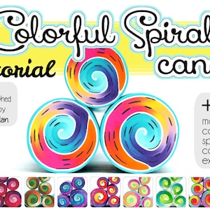 Może przedstawiać: Samouczek tworzenia kolorowej spirali z gliny polimerowej z 10 dodatkowymi przykładami. Samouczek pokazuje, jak zrobić kolorową spiralę z gliny polimerowej w schemacie kolorów tęczy. Spirala ma średnicę około 5 cm. Samouczek został napisany i sfotografowany przez Ronit Golan.