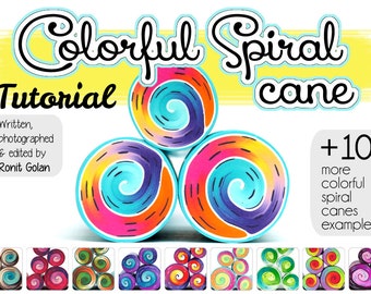Colorful Spiral cane Polymer Clay Tutorial, Fimo polymer clay color mixing recipes, polymer clay cane tutorial, polymer tutorial Ronit Golan