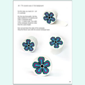 Doodle Flower Cane tutorial, Polymer Clay How to eBook for beginners, PDF Tutorial for polymer clay, Geometric Cane tutorial by Ronit Golan image 4