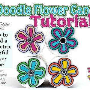 Doodle Flower Cane tutorial, Polymer Clay How to eBook for beginners, PDF Tutorial for polymer clay, Geometric Cane tutorial by Ronit Golan