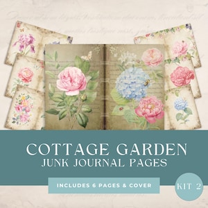 Cottage Garden Junk Journal Papers | Printable Digital Journal pages | Vintage Botanical
