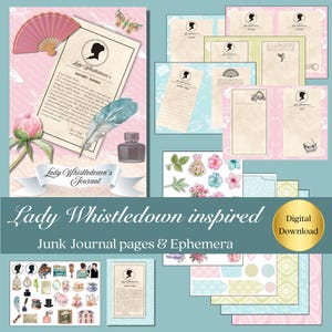 Lady Whistledown junk journal Bridgerton inspired mega bundle printable digital PDF download