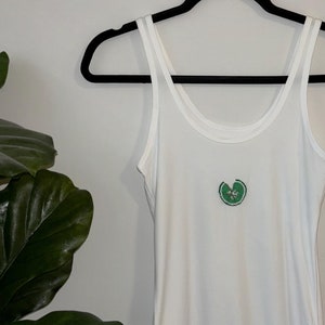 Lime Beaded Embroidery White Tank Top (small)