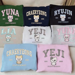 Itzy Members Twinzy Embroidered Sweatshirt, ITZY Born to Be 2nd World Tour Shirt, Itzy Twinzy Shirt, Itzy Yeji, Lia  ESN1574-1578
