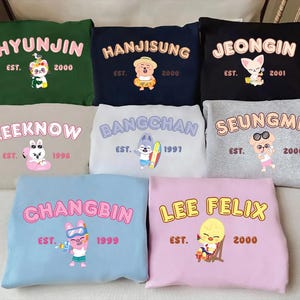 Skzoo Summer Beach Mitgliedsgruppe Print T-Shirt, Stray Kids ATE World Tour 2025 Sweatshirt, SKZ Charaktere Hoodie PSN760-767