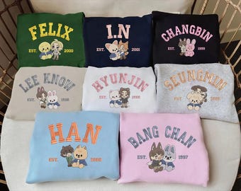 Embroidered Stray Kids SKZOO Sweatshirt, Kpop Fan Merch Hoodie, World Tour Apparel