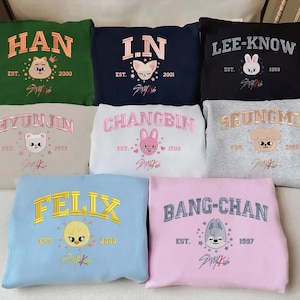 Geborduurd sweatshirt voor leden van de Stray Kids-groep, SKZOO Characters-hoodie, Stray Kids World Tour 2025-T-shirt ESN1305-1313