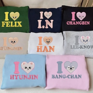 StrayKids Mitgliedsgruppe besticktes Sweatshirt, SKZOO Charaktere Hoodie, Stray Kids World Tour 2025 T-Shirt ESN1466-1473