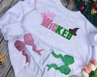 Glitter Wicked Witch Sweatshirt, Wizard of Oz Themed Hoodie, Magic Bow Embroidery