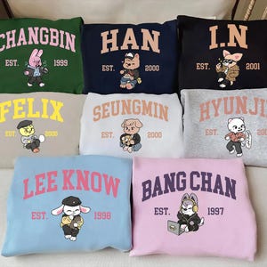 Stray Kids Mitgliedsgruppe Print T-Shirt, Stray Kids ATE World Tour 2025 Sweatshirt, SKZOO Charaktere Hoodie PSN735-742