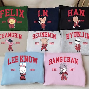 StrayKids/Skzoo Mitgliedsgruppe Print T-Shirt, Stray Kids ATE World Tour 2025 Sweatshirt, SKZOO Charaktere Hoodie PSN743-750
