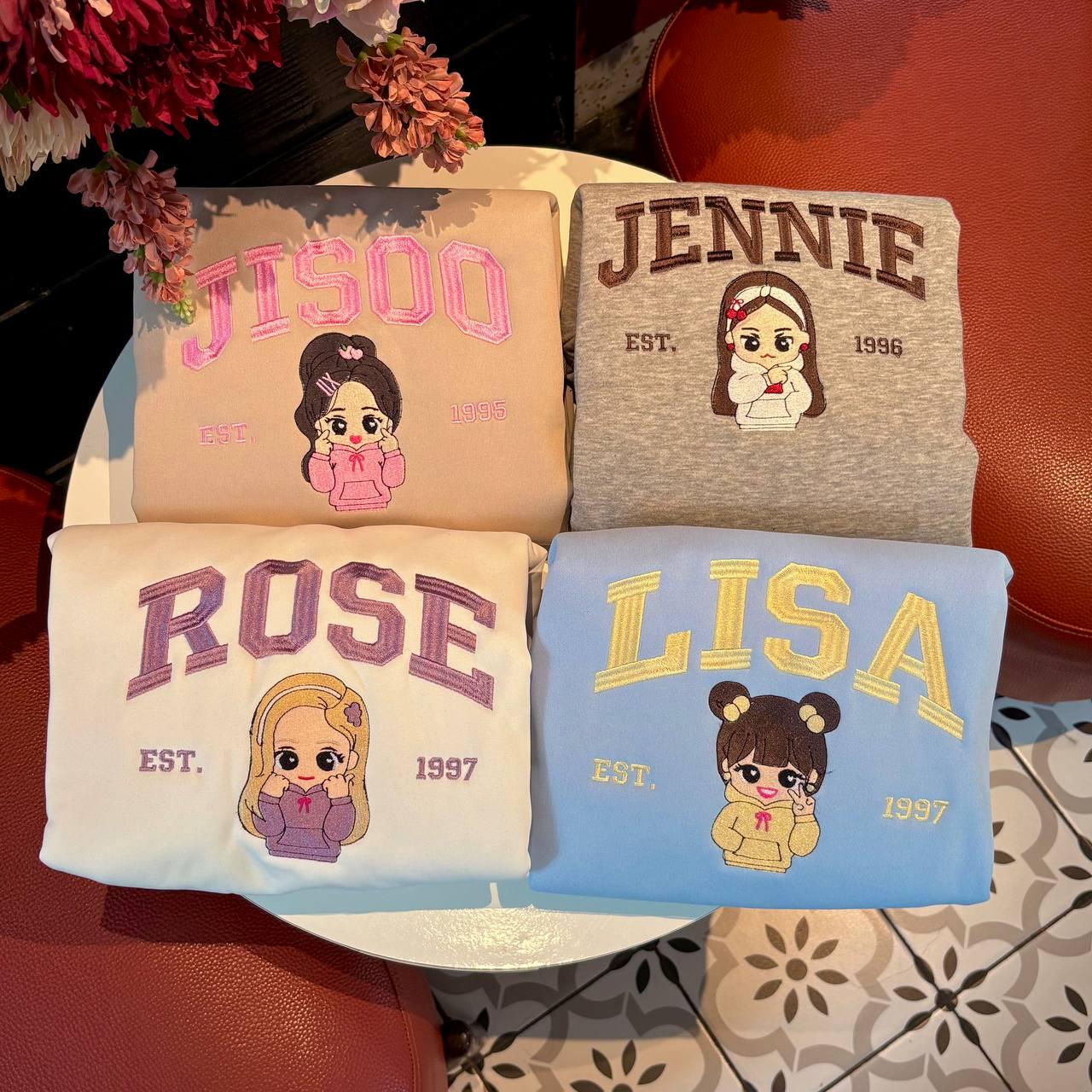 Cute Blackpink Members Chibi Embroidered Sweatshirt, BBLACKPINK