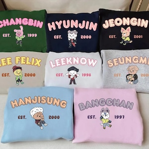Skzoo Mitgliedsgruppe Print T-Shirt, Stray Kids ATE World Tour 2025 Sweatshirt, SKZ Charaktere Hoodie PSN751-758