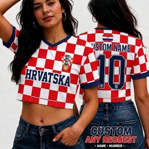 Croatia Soccer Jersey Personalized Name Shirt, Custom Number Football Jersey, Fan Apparel Gift for Men Women image 1