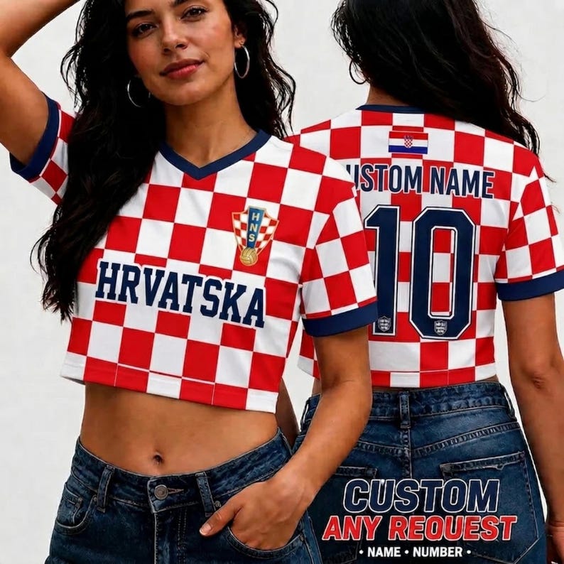 Croatia Soccer Jersey Personalized Name Shirt, Custom Number Football Jersey, Fan Apparel Gift for Men Women image 1