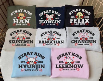 Embroidered Stray Kids Member Sweatshirt, SKZOO Characters Hoodie, World Tour Merch