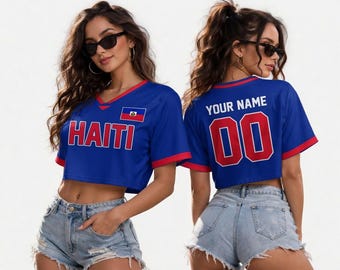 Camiseta corta de fútbol de Haití personalizada, camiseta personalizada para festival de despedida de soltera.